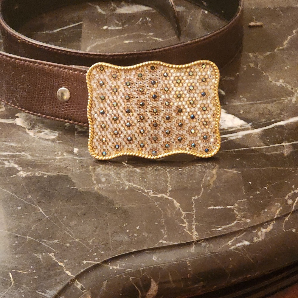 Ladies Bronze Belt With Rhinestone Buckle